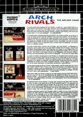 Arch Rivals - The Arcade Game (USA, Europe) box cover back